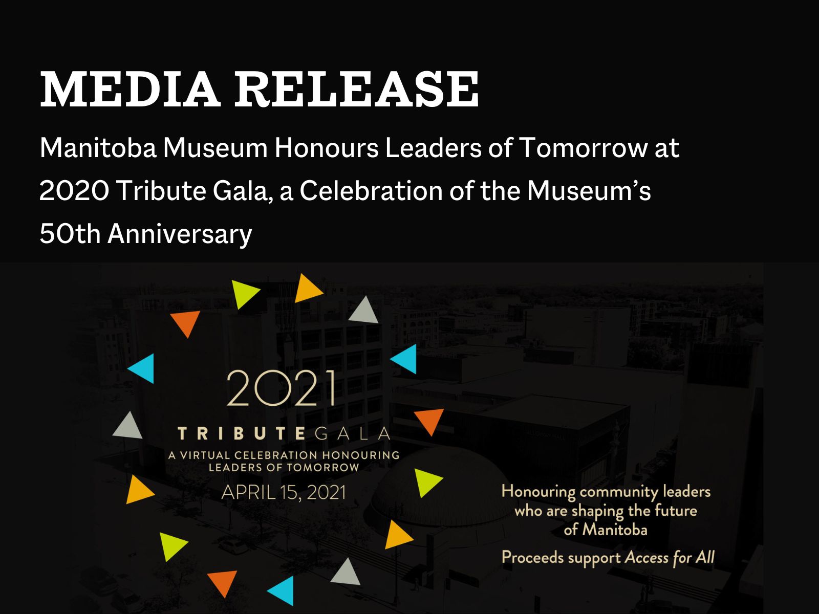 Manitoba Museum Honours Leaders of Tomorrow at 2020 Tribute Gala, a Celebration of the Museum’s 50th Anniversary