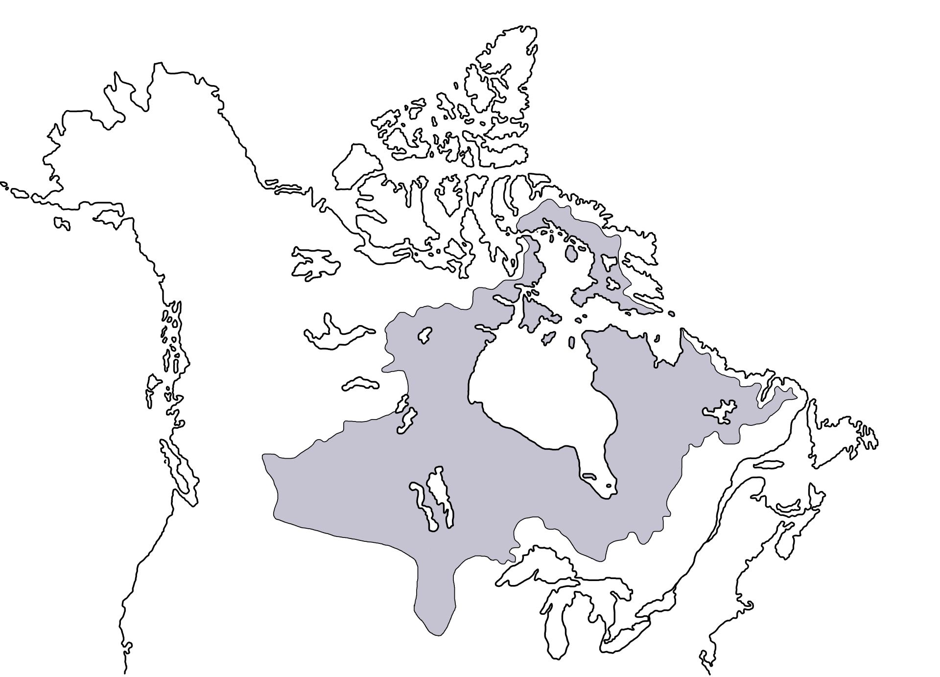A map of Rupert's Land overlaid over the continent of North America.