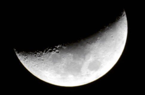 Close-up of a crescent moon.