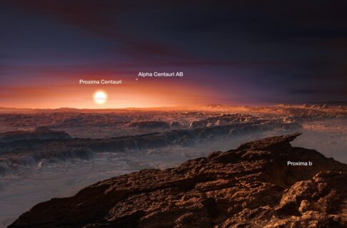 An artist's rendering of a empty, rocky landscape on the newly discovered planet's surface.