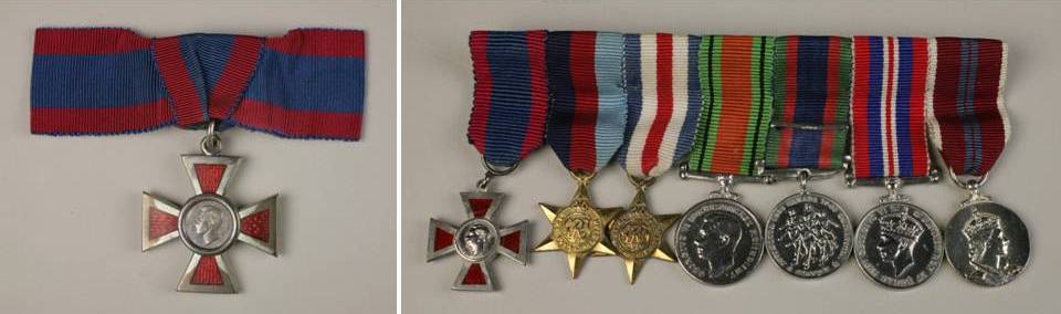 Two photographs displaying a range of military medals.