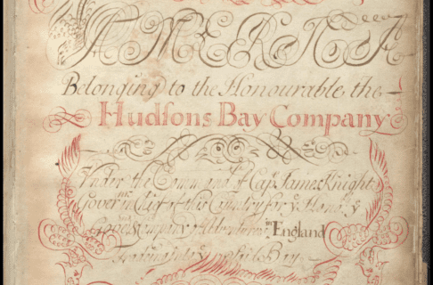 A York Factory Post Journal written in elaborate calligraphy with designs in the flourishes.