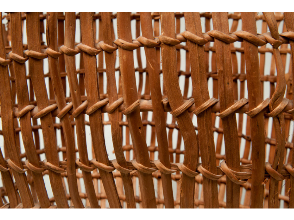 Close up on an open-weave basket side.