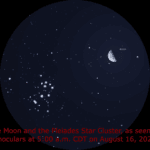 The Moon and the Pleiades star cluster.