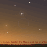 Mercury and the Moon at 5:45 am CDT on August 21, 2025.