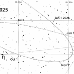 Star chart showing the position of dwarf planet Ceres in 2025.