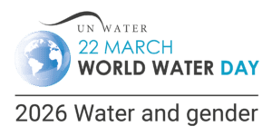 World Water Day logo. Tagline reads, "2026 Water and gender".