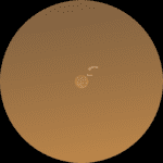 Binocular view of Mercury and the Moon on the evening of Feb. 18, 2026.