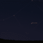 Comet 2025R3 (MAPS) as seen from near 50 degrees latitude at 5:15 am local time on April 16, 2026. The view faces east-northeast.