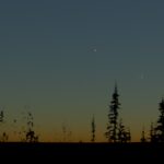 The Moon and Venus are low in the western sky on July 16, 2026, just after sunset.