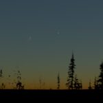 The Moon and Venus are low in the western sky on July 17, 2026, just after sunset. Image created with Digistar.